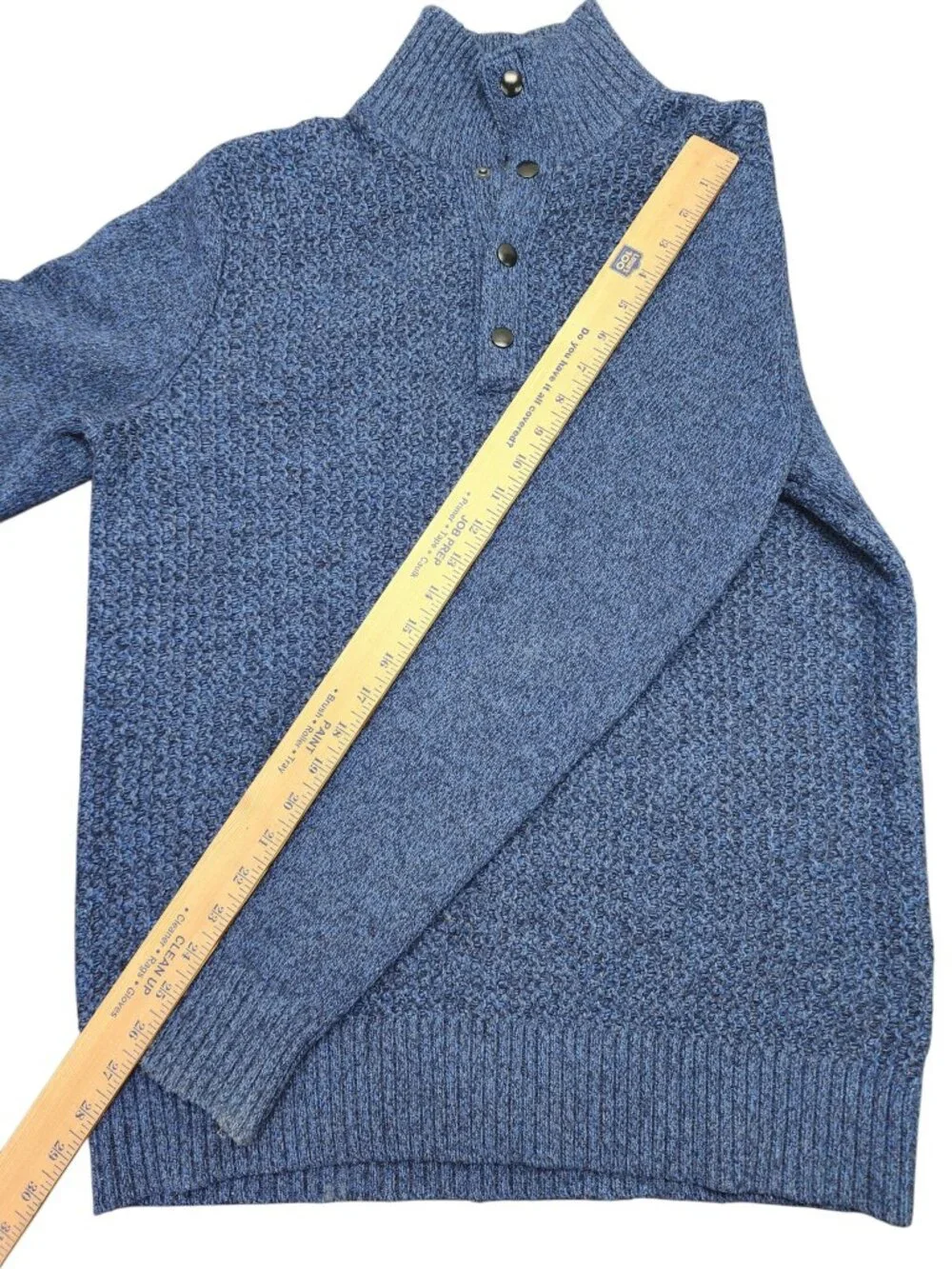 Banana Republic Marled Waffle Knit Wool Blend Mock Neck Sweater Medium Tall Blue